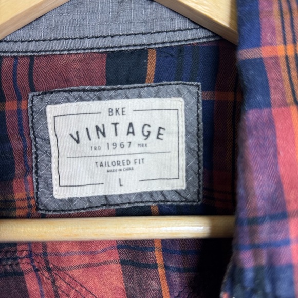 BKE Men's Plaid Shirt - Red and Blue - Picture 4 of 10